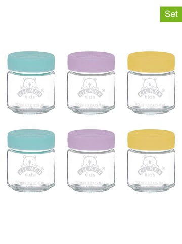 Kilner 6er-Set: Babygläser in Türkis/ Lila/ Gelb - 110 ml