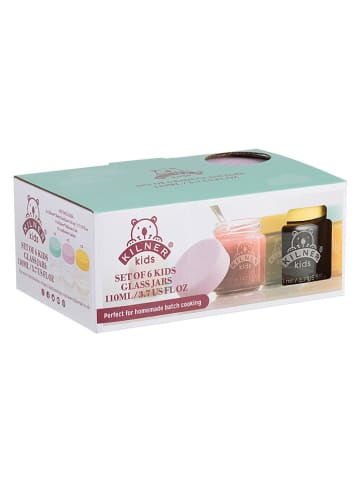 Kilner 6er-Set: Babygläser in Türkis/ Lila/ Gelb - 110 ml