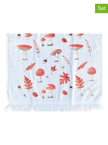 Clayre & Eef 2er-Set: Gästehandtücher in Weiß/ Rot - (L)66 x (B)40 cm