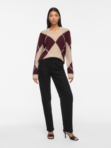 Vila Pullover in Beige/ Bordeaux