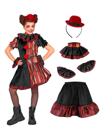 Widmann 4-delige kostuum "WICKED CLOWN" rood/zwart