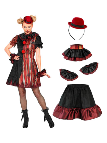 Widmann 4-delige kostuum "WICKED CLOWN" rood/zwart