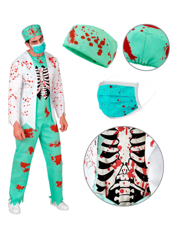 4-częściowy kostium "ZOMBIE DOCTOR" w kolorze turkusowym