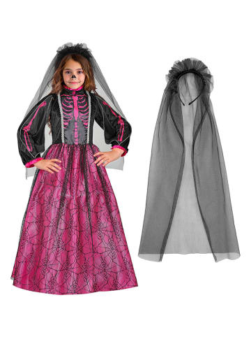 Widmann 2-delige kostuum "SKELETON BRIDE" zwart/roze