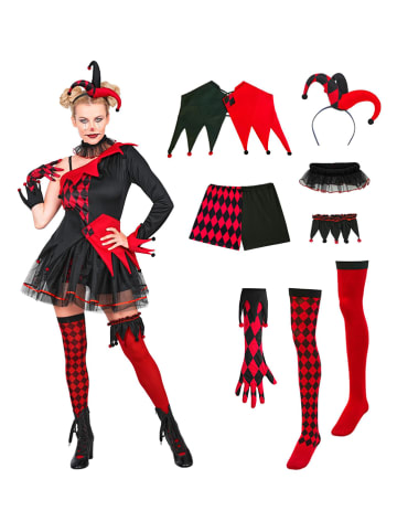 Widmann 8tlg. Kostüm "EVIL JESTER" in Rot/ Schwarz