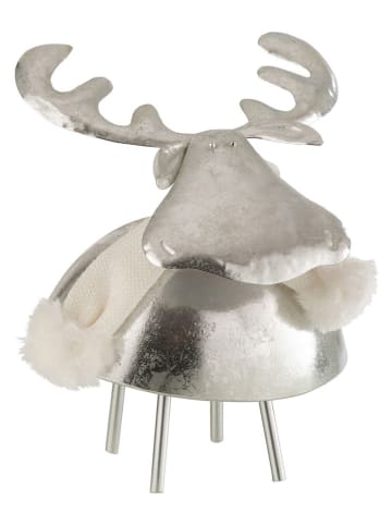 J Line Dekoracja "Deer" w kolorze srebrnym - 16,5 x 17,5 x 15 cm