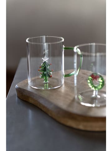 J Line 2-delige set: koppen transparant/groen - 420 ml