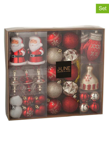 J Line 45er-Set: Christbaumkugeln in Rot/ Weiß