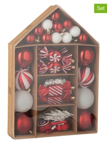 J Line 59er-Set: Christbaumkugeln in Rot/ Weiß