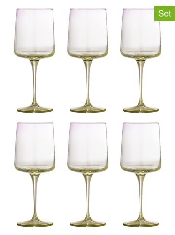 Bloomingville 6-delige set: wijnglazen "Lucian" groen - 430 ml