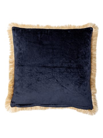 Bloomingville Kussen "Eydis" donkerblauw/beige - (L)45 x (B)45 cm