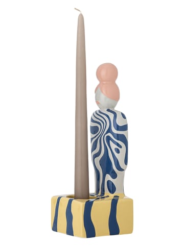 Bloomingville Świecznik "Priya" w kolorze niebiesko-żółtym - 10 x 25 x 9 cm