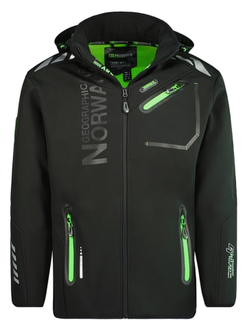 Geographical Norway Softshelljas "Royaute" zwart/groen