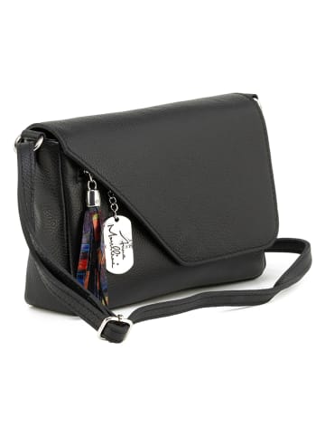 Anna Morellini Leder-Umhängetasche "Lola" in Schwarz - (B)24 x (H)18 x (T)6 cm