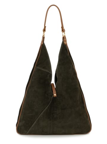 Anna Morellini Skórzana torebka "Ludinia" w kolorze khaki - 40 x 28 x 10 cm