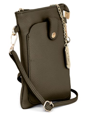 Leder-Handytasche "Erica" in Oliv - (B)14 x (H)21 x (T)1 cm