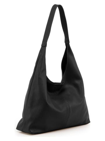 Anna Morellini Leder-Schultertasche "Briana" in Schwarz - (B)35 x (H)26 x (T)10 cm