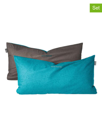 Poszewki renforcé (2 szt.) w kolorze turkusowo-antracytowym na poduszkę
