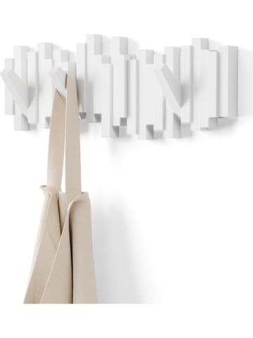 Wandgarderobe "Sticks" in Weiß - (B)49 x (H)18 x (T)3 cm