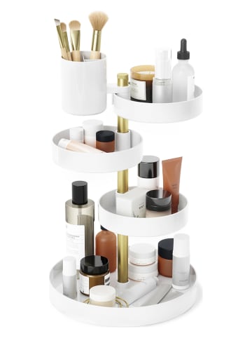 Kosmetik-Organizer ''Pirouette'' in Weiß/ Messing - (H)35 x Ø 23 cm