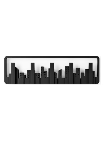 Wandgarderobe "Skyline" in Schwarz - (B)50 x (H)15 x (T)5 cm