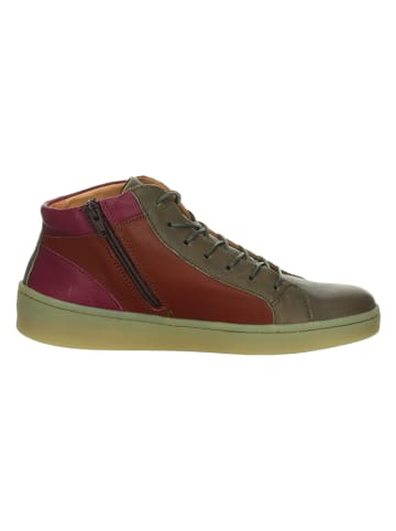 Think! Leren sneakers "Kumi" kaki/bordeaux