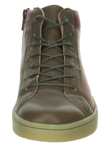 Think! Leder-Sneakers "Kumi" in Khaki/ Bordeaux