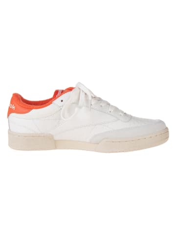 Leren sneakers "Club C" wit/oranje