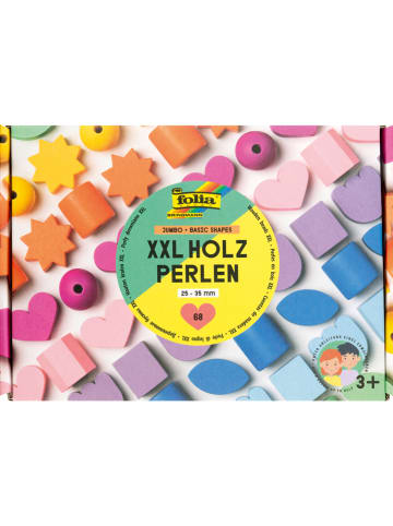 folia PAPER Houten kralen "XXL Basic Shapes Jumbo" meerkleurig