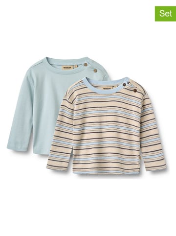 2er-Set: Longsleeves "Ebbe" in Hellblau/ Beige