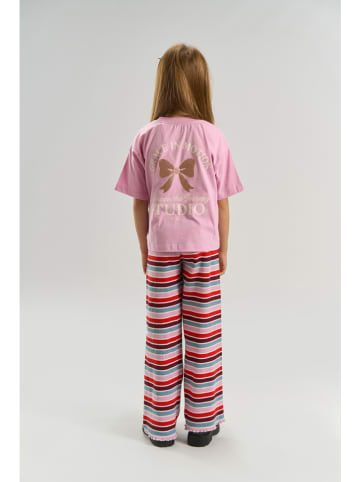 Broek "Vanessa" lichtroze/rood/donkerblauw