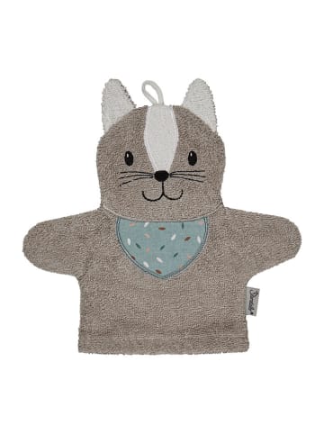 Waschhandschuh "Katze" in Grau - (B)24,5 x (H)24 cm