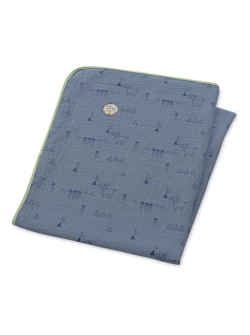 Musselin-Decke "Emmis Garden" in Blau - (L)120 x (B)120 cm