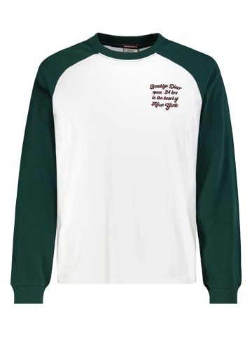 Eight2Nine Longsleeve in Weiß/ Dunkelgrün