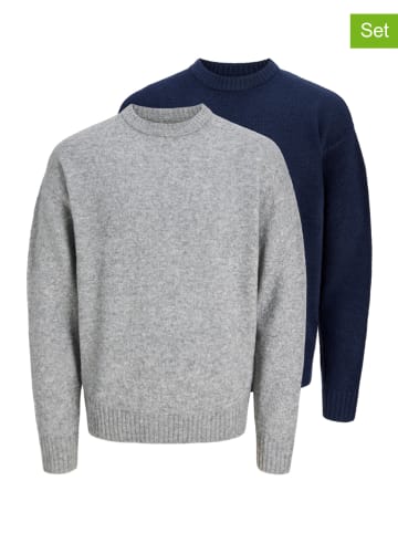 2er-Set: Pullover in Grau/ Dunkelblau