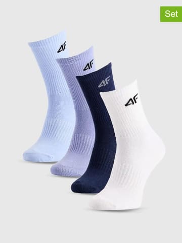 4F 4er-Set: Socken in Weiß/ Dunkelblau/ Hellblau