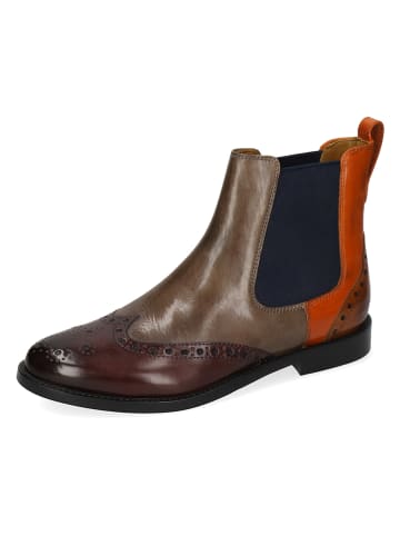 Leder-Chelsea-Boots "Selina 29" in Braun/ Orange
