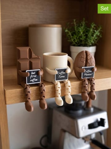 Wallity Figurki dekoracyjne (3 szt.) w kolorze kremowo-brązowym - wys. 8 cm