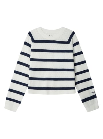 Trui wit/donkerblauw