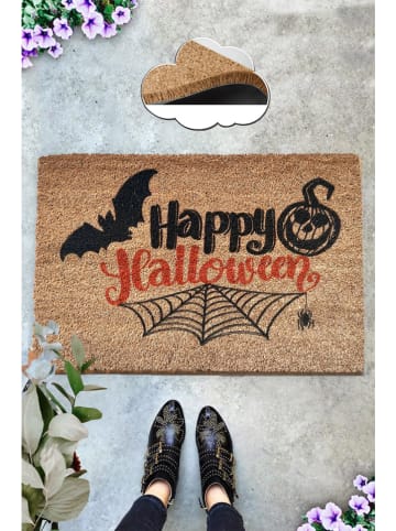 Kokos-Fußmatte ''Hallowen'' in Hellbraun/ Schwarz/ Rot