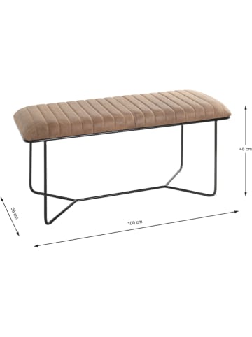 HAKU Möbel Sitzbank in Beige/ Schwarz - (B)100 x (H)48 x (T)38 cm