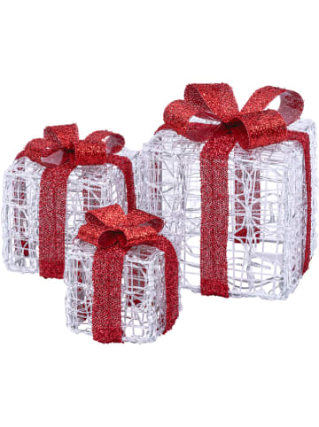 Lampy dekoracyjne (3 szt.) "Gifts" w kolorze czerwono-białym