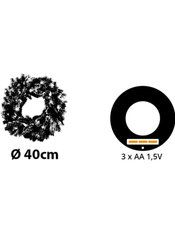 Lotti LED-Dekokranz in Grün/ Weiß - Ø 40 cm