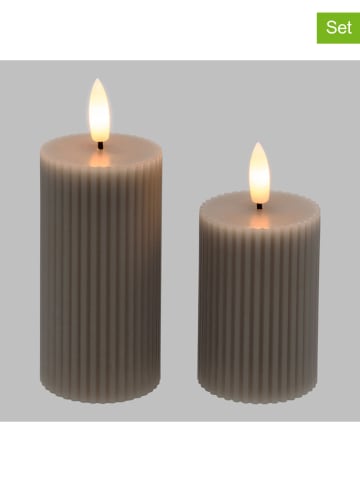 2er-Set: LED-Kerzen in Taupe