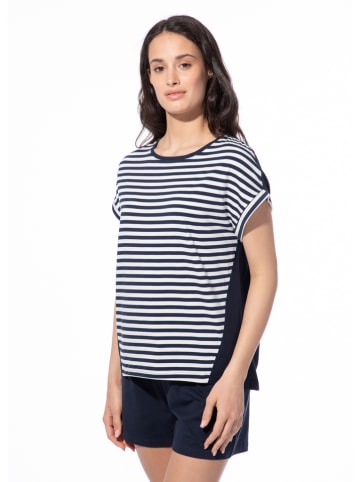 Shirt in Dunkelblau/ Weiß