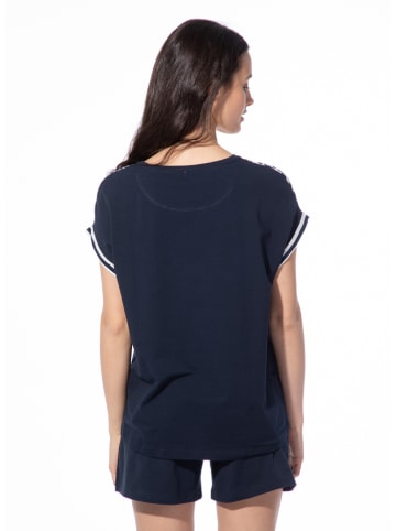 Shirt in Dunkelblau/ Weiß