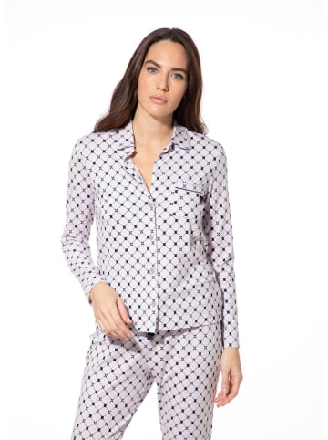 Pyjama-Oberteil in Schwarz/ Weiß