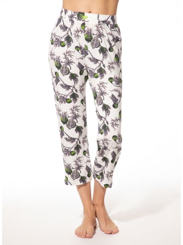 Pyjama-Hose in Weiß/ Grün