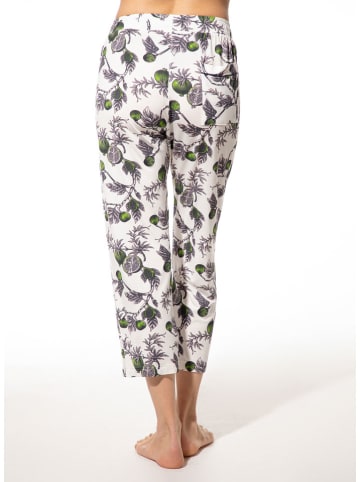 Pyjama-Hose in Weiß/ Grün
