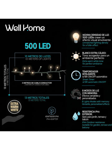 Łańcuch świetlny LED w kolorze ciepłej bieli - dł. 1000 cm